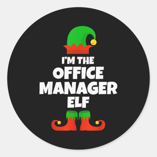 I'm The Office Manager Elf Family Pajama Christmas Runder Aufkleber (Vorderseite)