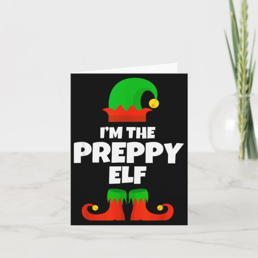 I'm The Preppy Elf Family Pajama Christmas Funny Karte (Vorderseite)