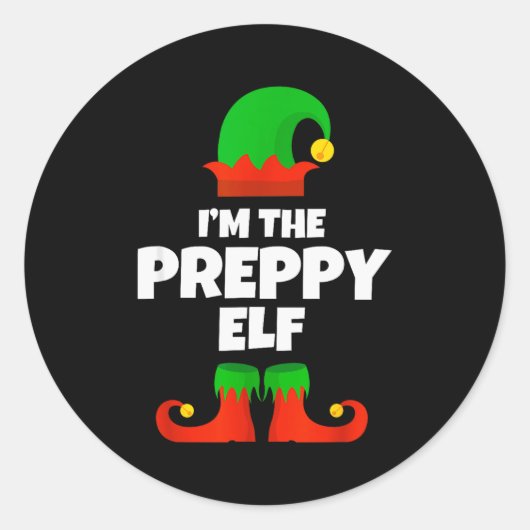 I'm The Preppy Elf Family Pajama Christmas Funny  Runder Aufkleber (Vorderseite)