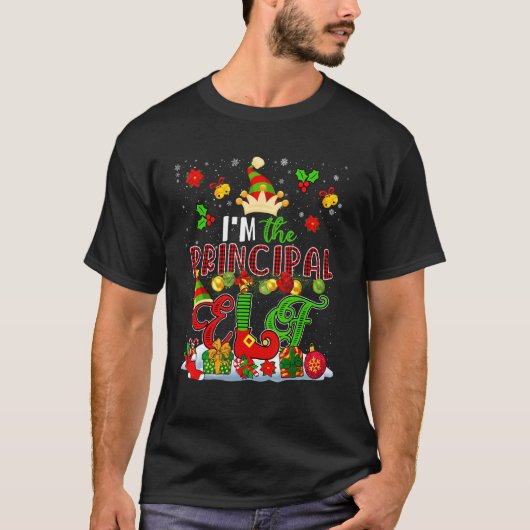 I'm The Principal Elf Xmas Plaid Elf Costume Fami T-Shirt (Vorderseite)
