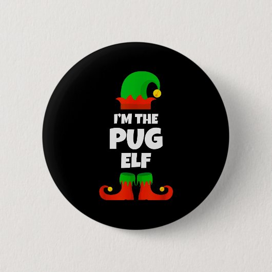 I'm The Pug Elf Family Pajama Christmas Funny Dog Button (Vorderseite)