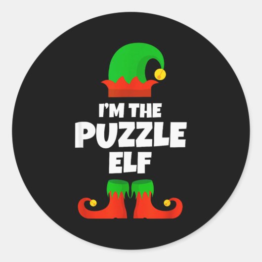 I'm The Puzzle Elf Family Pajama Christmas Funny Runder Aufkleber (Vorderseite)