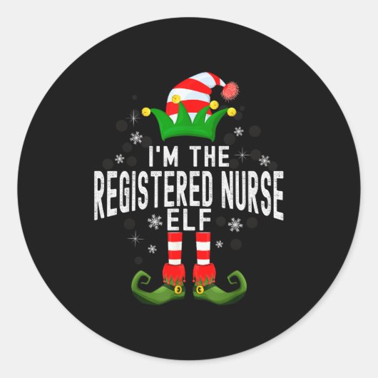 I'm The Registered Nurse Elf Christmas Family Pjs Runder Aufkleber (Vorderseite)