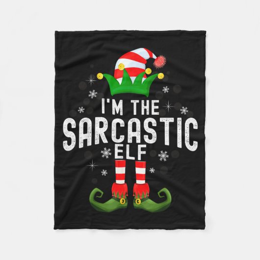 I'm The Sarcastic Elf Christmas Family Pjs Costume Fleecedecke (Vorderseite)
