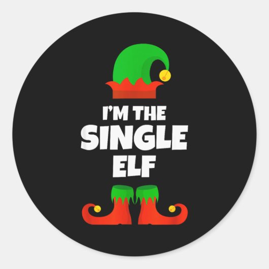 I'm The Single Elf Family Pajama Christmas Funny  Runder Aufkleber (Vorderseite)