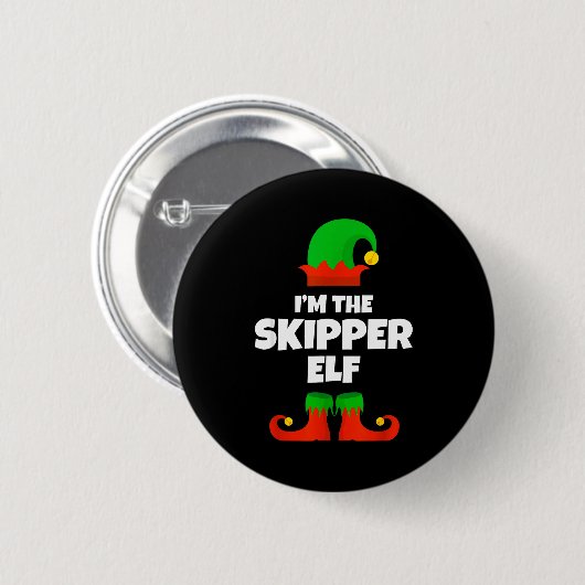 I'm The Skipper Elf Family Pajama Christmas Funny Button (Vorne & Hinten)
