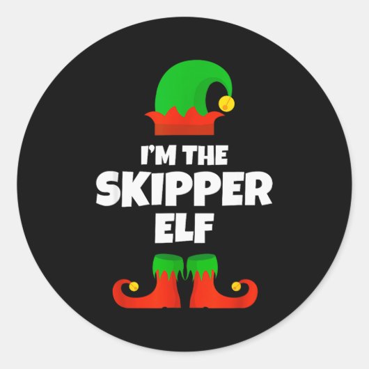 I'm The Skipper Elf Family Pajama Christmas Funny  Runder Aufkleber (Vorderseite)
