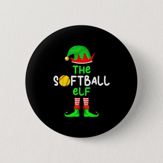 I'm The Softball Elf Christmas Family Matching Paj Button (Vorderseite)
