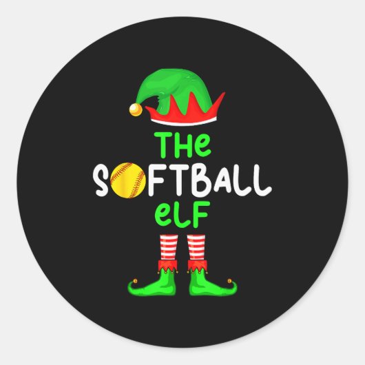 I'm The Softball Elf Christmas Family Matching Paj Runder Aufkleber (Vorderseite)