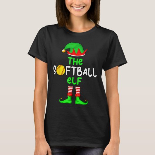 I'm The Softball Elf Christmas Family Matching Paj T-Shirt (Vorderseite)