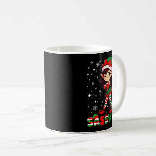 Im The Sy Elf Cute Snowflake Christmas Xmas Girl W Kaffeetasse (VorderseiteRechts)