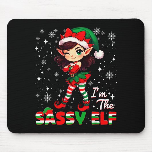 Im The Sy Elf Cute Snowflake Christmas Xmas Girl W Mousepad (Vorne)