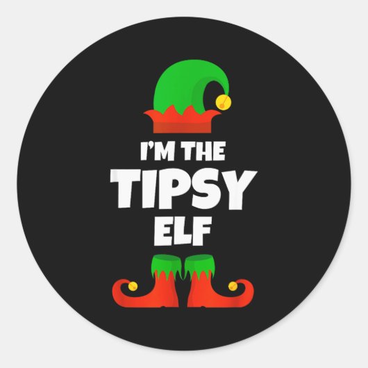 I'm The Tipsy Elf Family Pajama Christmas Funny Runder Aufkleber