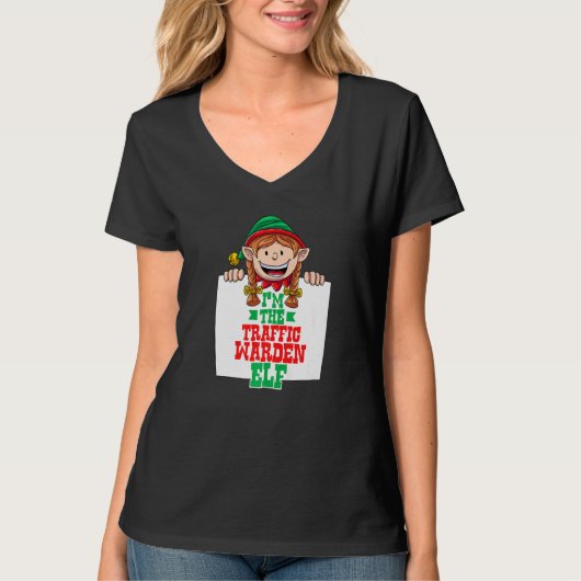 I'm the traffic warden elf female elf family match T-Shirt (Vorderseite)