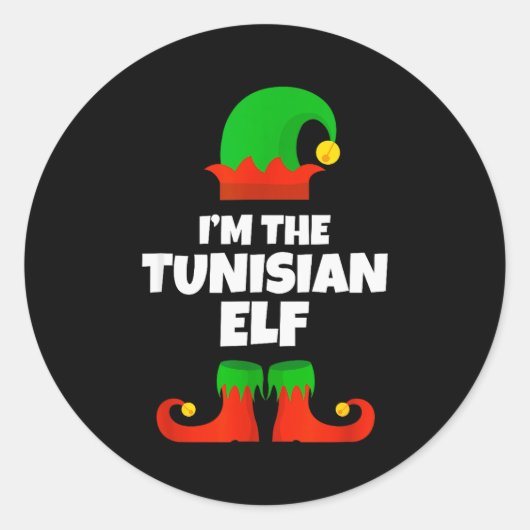 I'm The Tunisian Elf Family Pajama Christmas Funny Runder Aufkleber (Vorderseite)