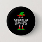 I'm The Youngest Elf Matching Family Christmas Button (Vorderseite)