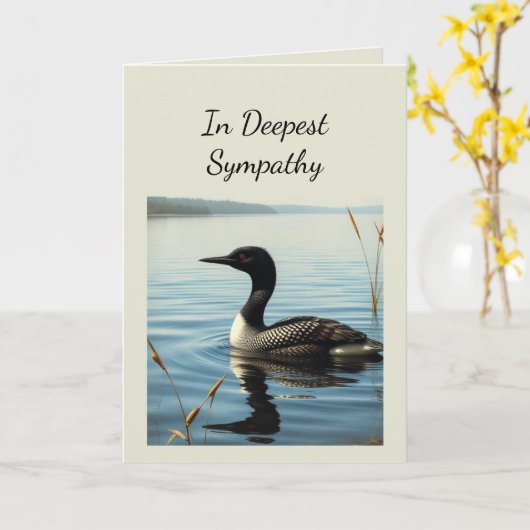 Im tiefsten Beileid Gemeinsame Loon Bird Nature Ar Karte (Gelbe Blume)