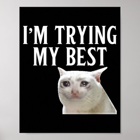 I'm Trying My Funny Crying Cat Meme Men Women Kids Poster (Vorne)