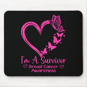 Im Überleben Brustkrebs Bewusstsein rosa Herz W Mousepad