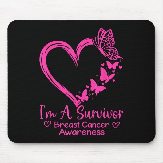 Im Überleben Brustkrebs Bewusstsein rosa Herz W Mousepad (Vorne)
