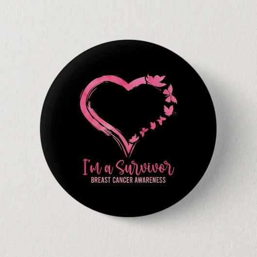 Im Überlebenden Shirt Pink Butterfly Herzstück Bru Button (Vorderseite)