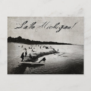 Im Vintage-Stil inspirierte Postkarte vom Strand a