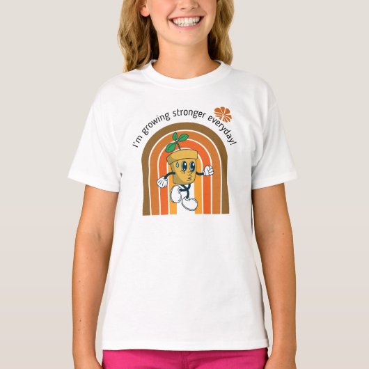 im Wachsen stärkerer Alltag Cartoon Pflanze T-Shirt (Vorderseite)