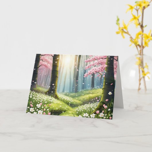 Im Wald im Beileid Frühling Karte (Gelbe Blume)