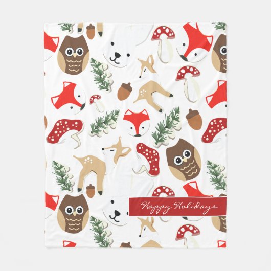 Im Wald Weihnachtsmuster Fleecedecke (Vorderseite)