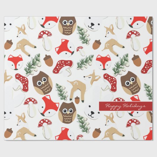 Im Wald Weihnachtsmuster Geschenkpapier (Flach)