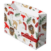 Im Wald Weihnachtsmuster Große Geschenktüte (Rückseite Schrägansicht)