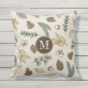 Im Waldwald Muster pinecones monogramm Kissen