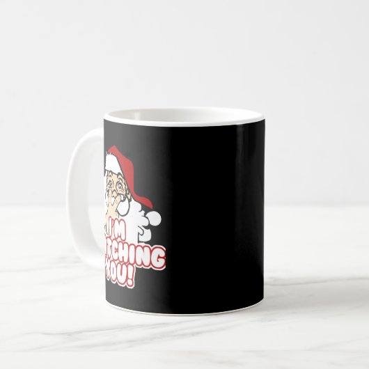 Im Watching You Christmas Santa Claus Kaffeetasse (Vorderseite Links)