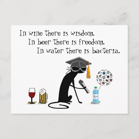 Im Wein gibt es Weisheit Funny Wine Sprichwort Postkarte (Vorderseite)