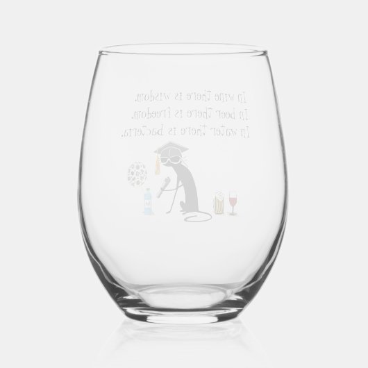 Im Wein gibt es Weisheit Funny Wine Sprichwort Weinglas Ohne Stiel (Rückseite)