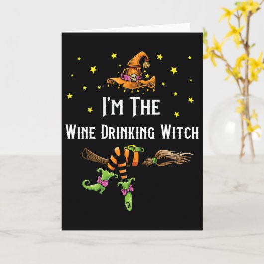 Im Wine Drink Hexenmeister Halloween Matching Grou Karte (Gelbe Blume)