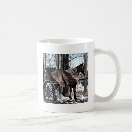 Im Winter Gewartet Pferde aus Amish Kaffeetasse (Rechts)
