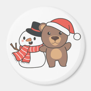 Im Winter mit Schneemann für Weihnachtsmagnet Bäre Magnet