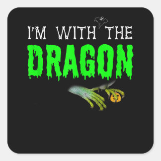 Im With The Dragon Funny Paar Halloween Cosplay Quadratischer Aufkleber