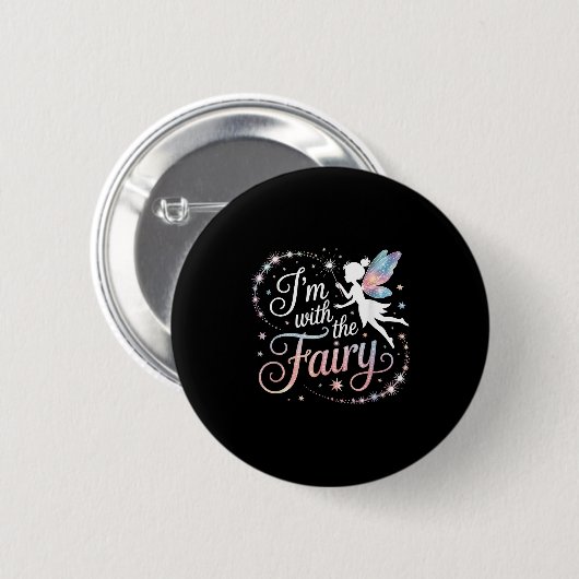 I'm With The Fairy Halloween Costume Dad Mom Group Button (Vorne & Hinten)
