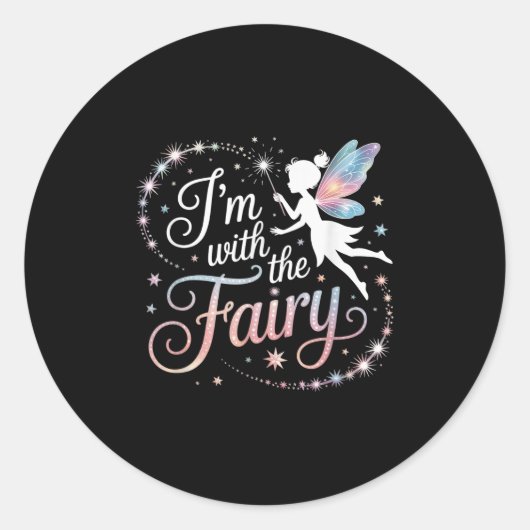 I'm With The Fairy Halloween Costume Dad Mom Group Runder Aufkleber (Vorderseite)