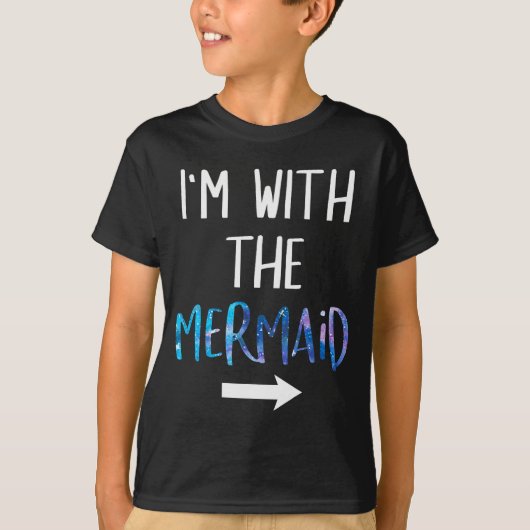 I'm With The Mermaid Funny Lazy Mermaid Halloween  T-Shirt (Vorderseite)