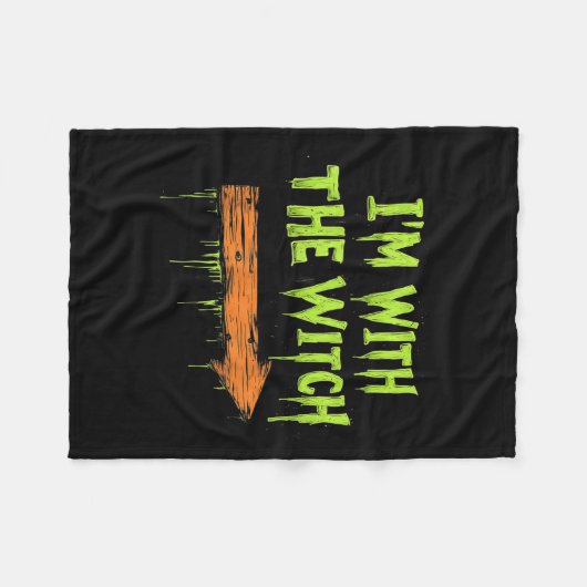 I'm With The Witch Funny Halloween His And Her  Fleecedecke (Vorderseite (Horizontal))