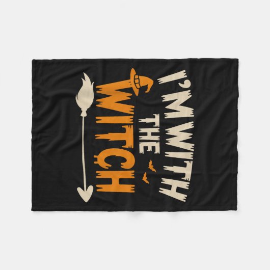 I'm With The Witch Funny Husband Halloween Costume Fleecedecke (Vorderseite (Horizontal))