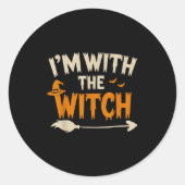 I'm With The Witch Funny Husband Halloween Costume Runder Aufkleber (Vorderseite)