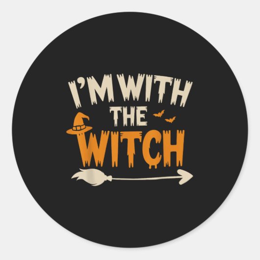 I'm With The Witch Funny Husband Halloween Costume Runder Aufkleber (Vorderseite)