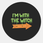 I'm With The Witch Halloween Couples Matching Soky Runder Aufkleber (Vorderseite)