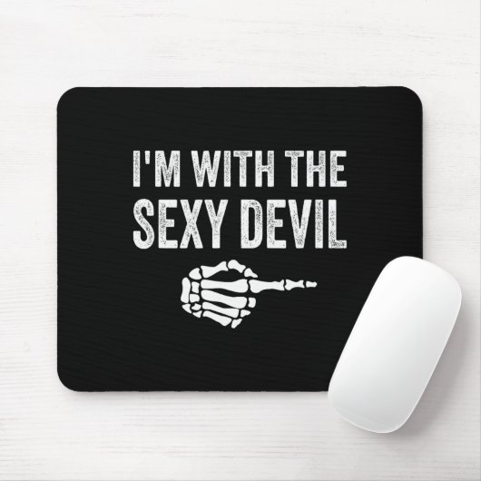 I'm With The Y Devil Halloween Couples Costume Mousepad (Mit Mouse)