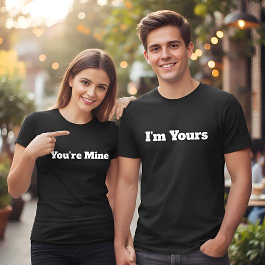 I'm Yours Custom Text Black Mens Couples T-Shirt