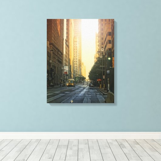 im Zentrum von Dallas, TX bei Sonnenaufgang- Leinw Leinwanddruck (Insitu (Holzboden))